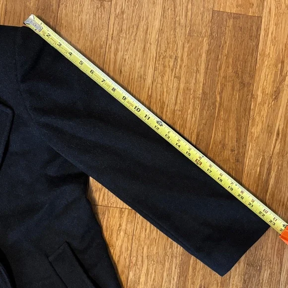 Women's Vintage Liz Claiborne Black 100% Wool Double-Breasted Long Overcoat - Picture 8 of 13